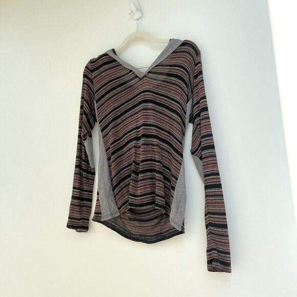 LAmade Long Sleeve Striped Hooded Long Sleeve Top - Picture 1 of 4